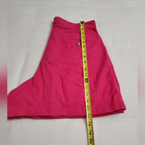 Vintage 90's Bright Neon Pink Linen Blend Shorts Size 12 Summer Classic Boho - Picture 10 of 11